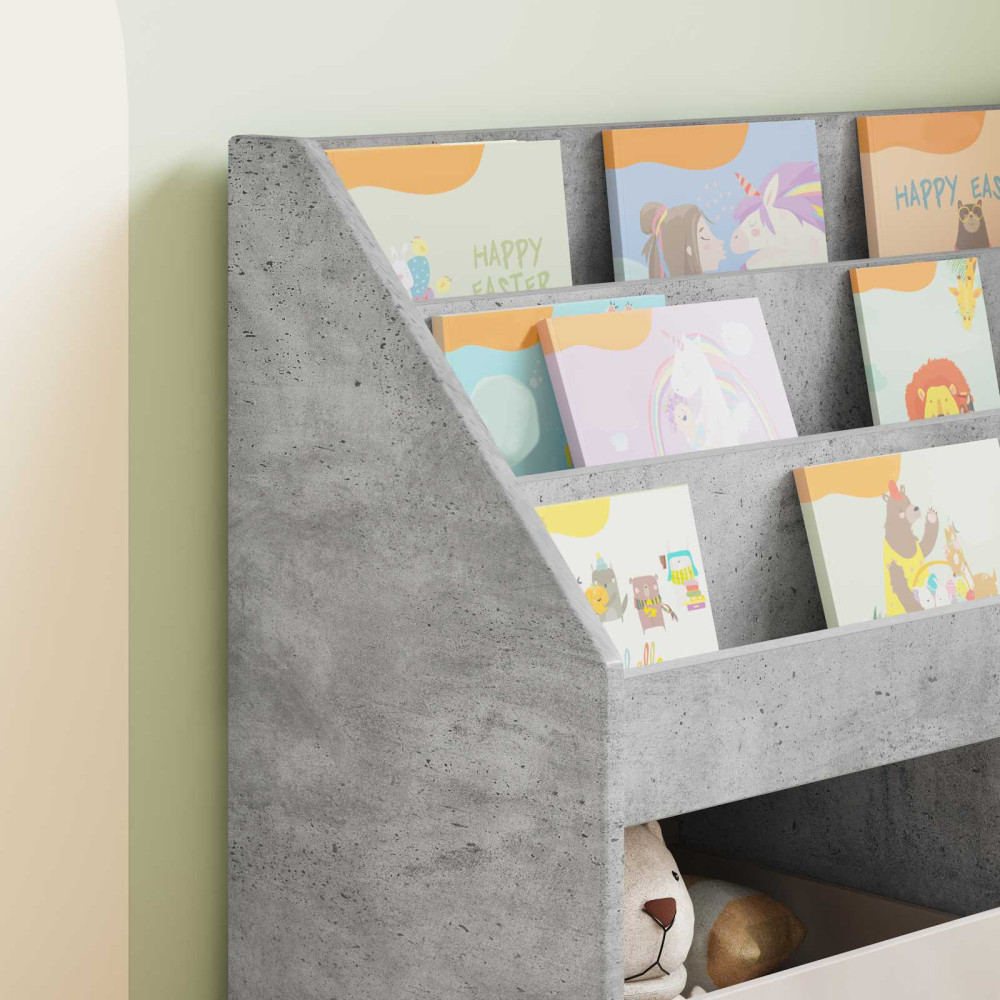 Produktbild för Barnbokhylla Betonggrå 72,5 x 29,5 x 69 cm Konstruerat trä