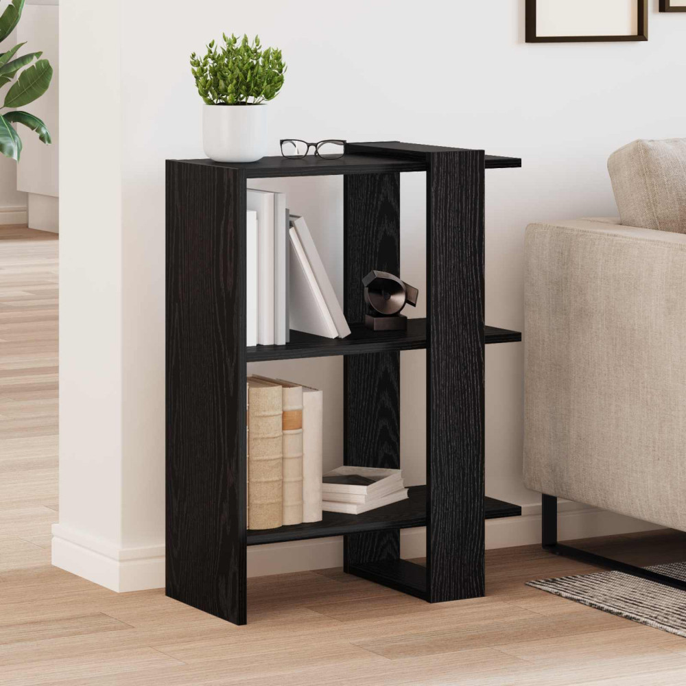 Produktbild för Hyllsystem Svart Ek 52 x 25 x 71,5 cm Konstruerat trä
