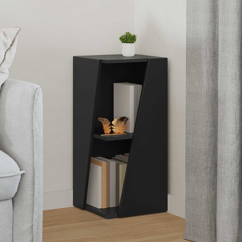 Produktbild för Sidobrett Svart 33 x 32 x 70,5 cm Konstruerat trä