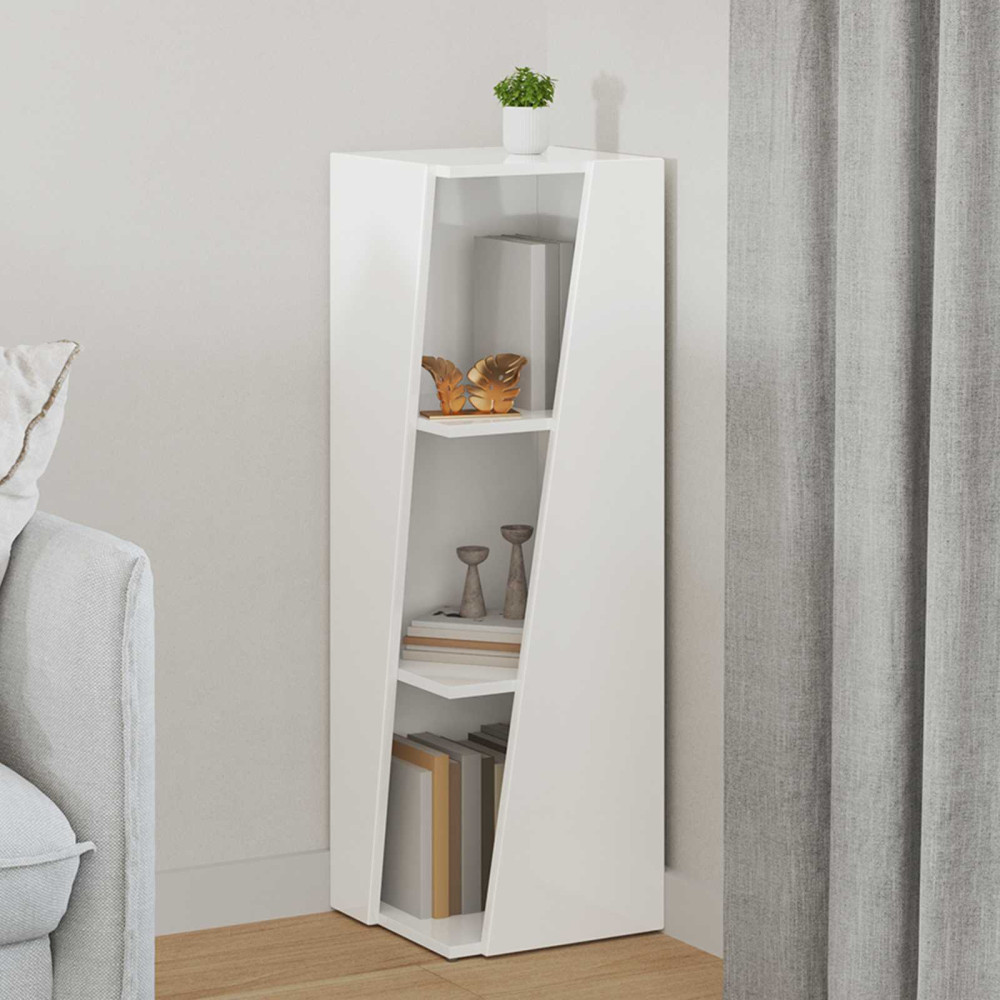 Produktbild för Sidobrett Högblanka vita 33 x 32 x 100,5 cm Konstruerat trä