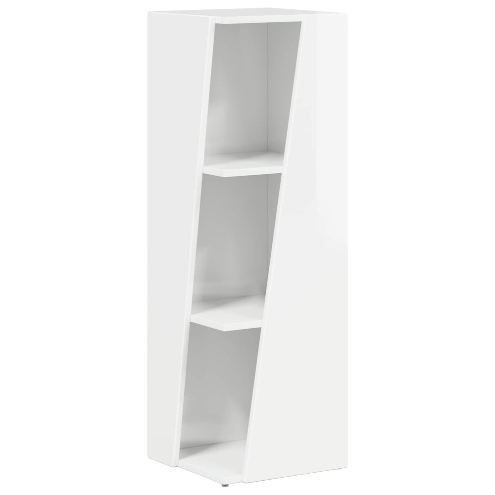 Produktbild för Sidobrett Högblanka vita 33 x 32 x 100,5 cm Konstruerat trä