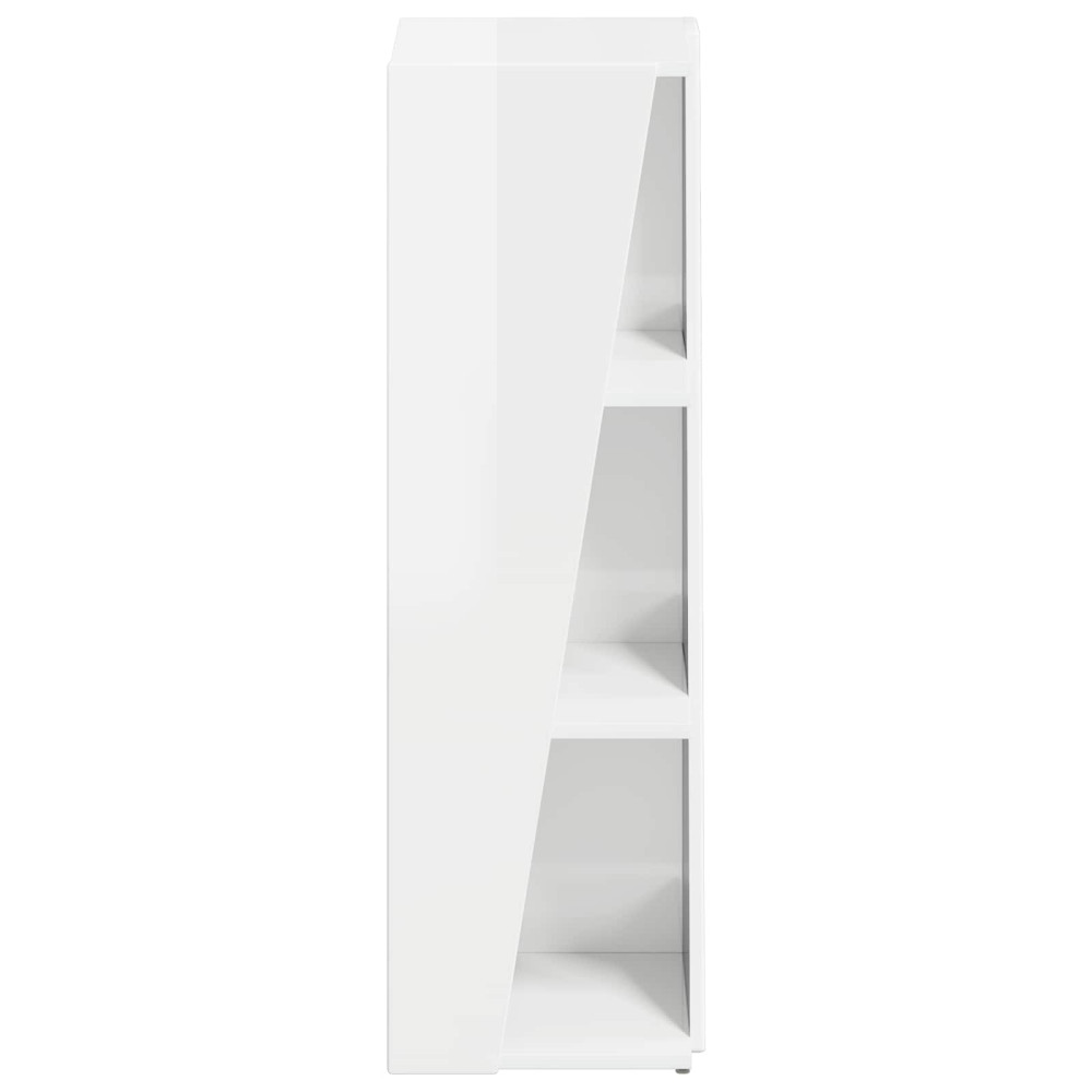 Produktbild för Sidobrett Högblanka vita 33 x 32 x 100,5 cm Konstruerat trä