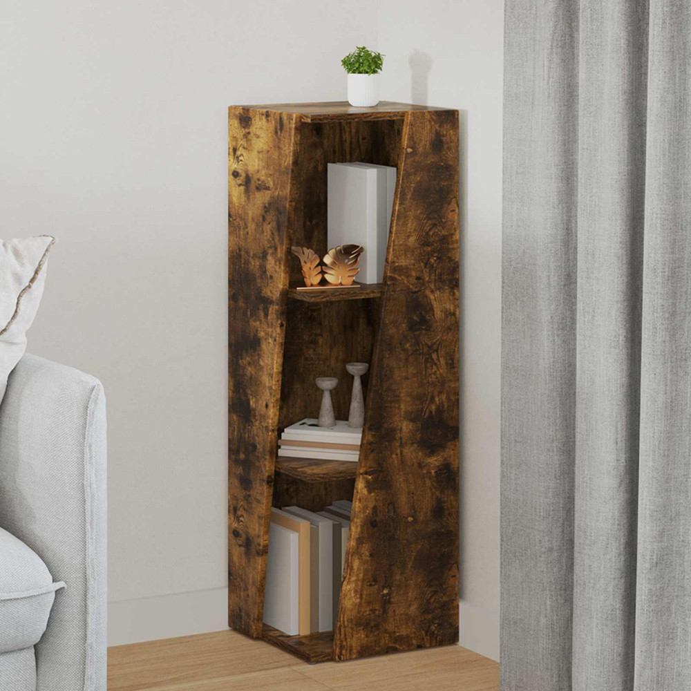 Produktbild för Sidobrett Rökt ek 33 x 32 x 100,5 cm Konstruerat trä