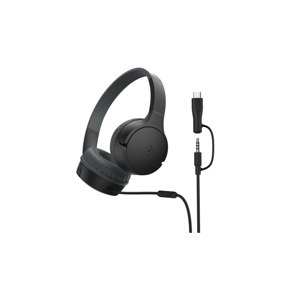 Produktbild för Belkin SoundForm Mini - hörlurar med mikrofon - 3,5 mm kontakt, USB-C