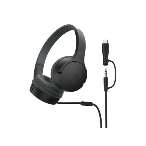 Belkin Components Belkin SoundForm Mini - hörlurar med mikrofon - 3,5 mm kontakt, USB-C - Streaming