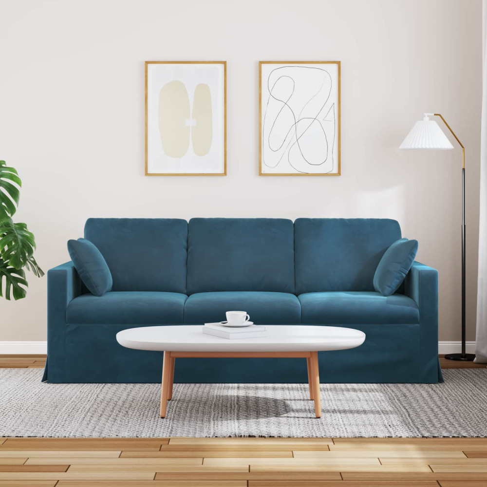 Produktbild för Soffa Blå 198 x 78 x 80 cm Sammet