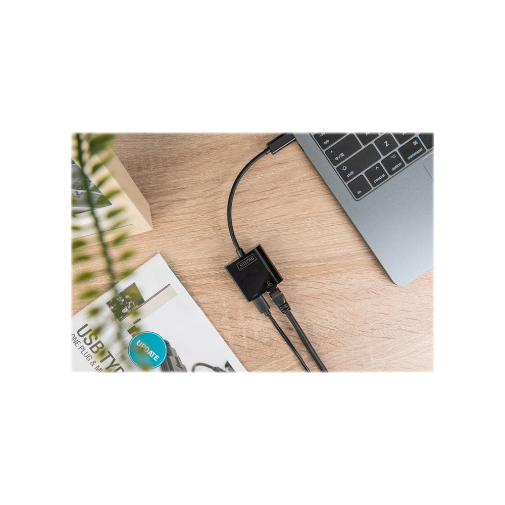 Produktbild för DIGITUS DN-3027 - nätverksadapter - USB-C - Gigabit Ethernet + USB-C