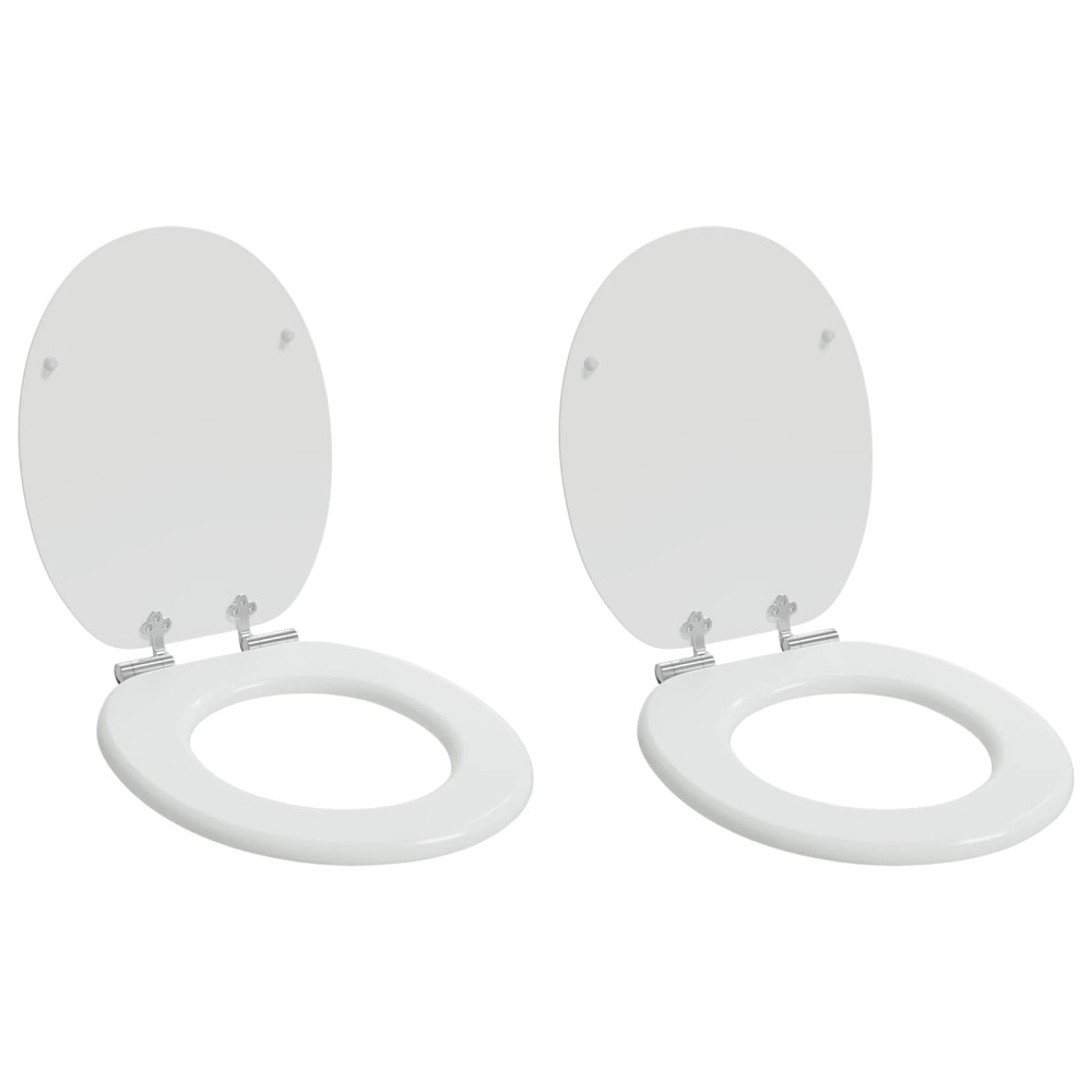 Produktbild för Mjukt stängande toalettlock 2 pcs Vit 44 x 38 cm MDF-board