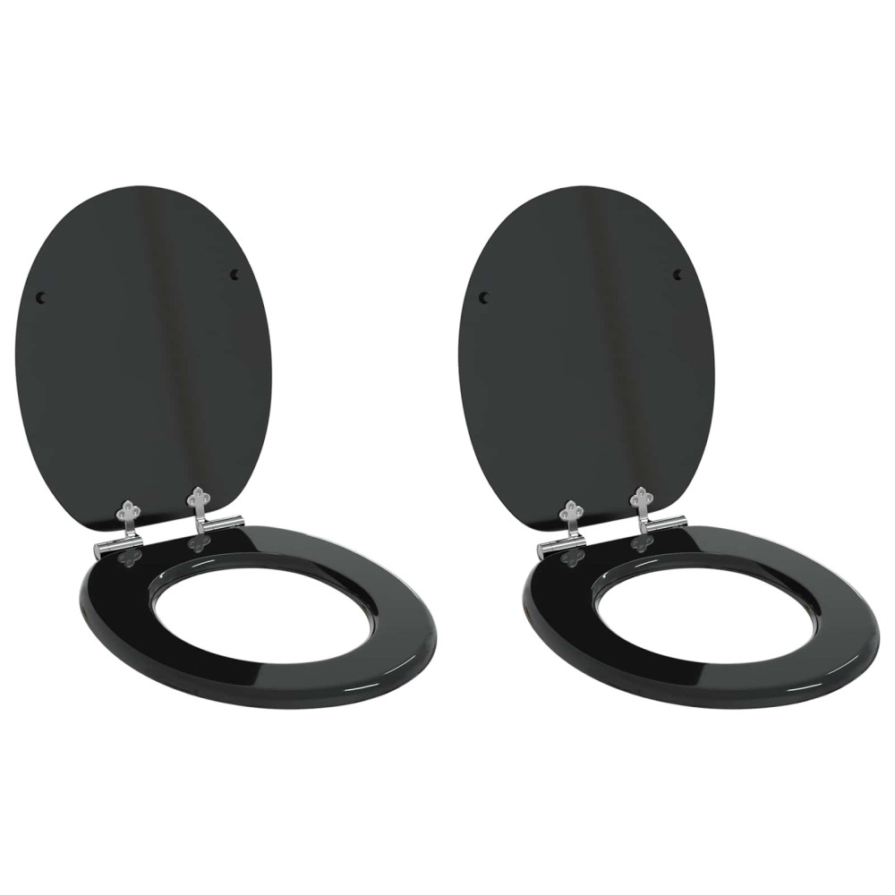 Produktbild för Mjukt stängande toalettlock 2 pcs Svart 44 x 38 cm MDF-board