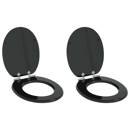 vidaXL Mjukt stängande toalettlock 2 pcs Svart 44 x 38 cm MDF-board