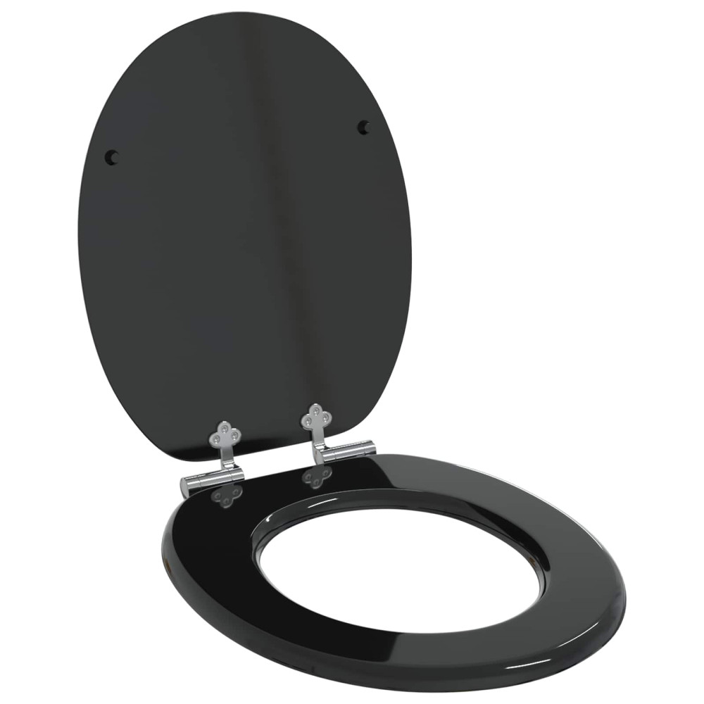 Produktbild för Mjukt stängande toalettlock 2 pcs Svart 44 x 38 cm MDF-board