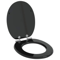 Produktbild för Mjukt stängande toalettlock 2 pcs Svart 44 x 38 cm MDF-board