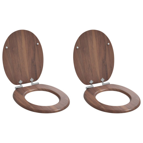 vidaXL Mjukt stängande toalettlock 2 pcs Brun 44 x 38 cm MDF-board