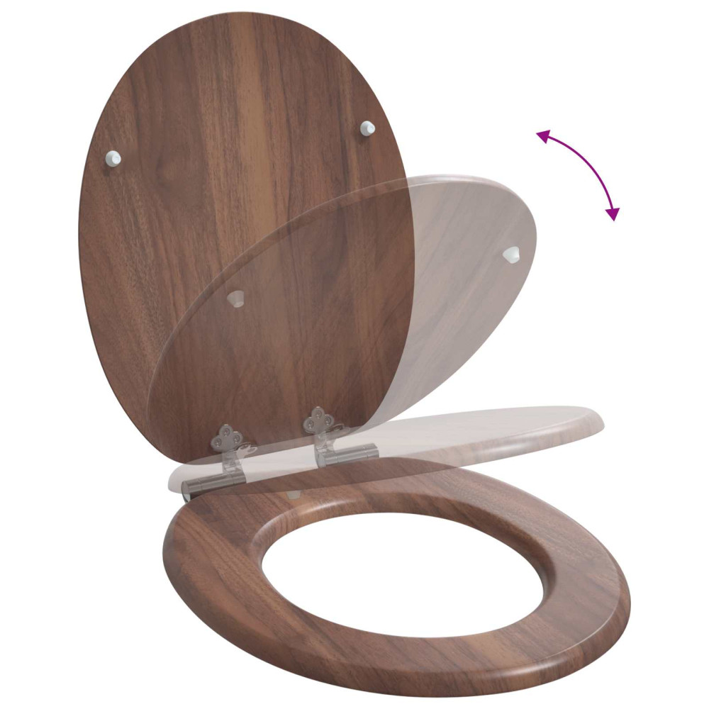 Produktbild för Mjukt stängande toalettlock 2 pcs Brun 44 x 38 cm MDF-board