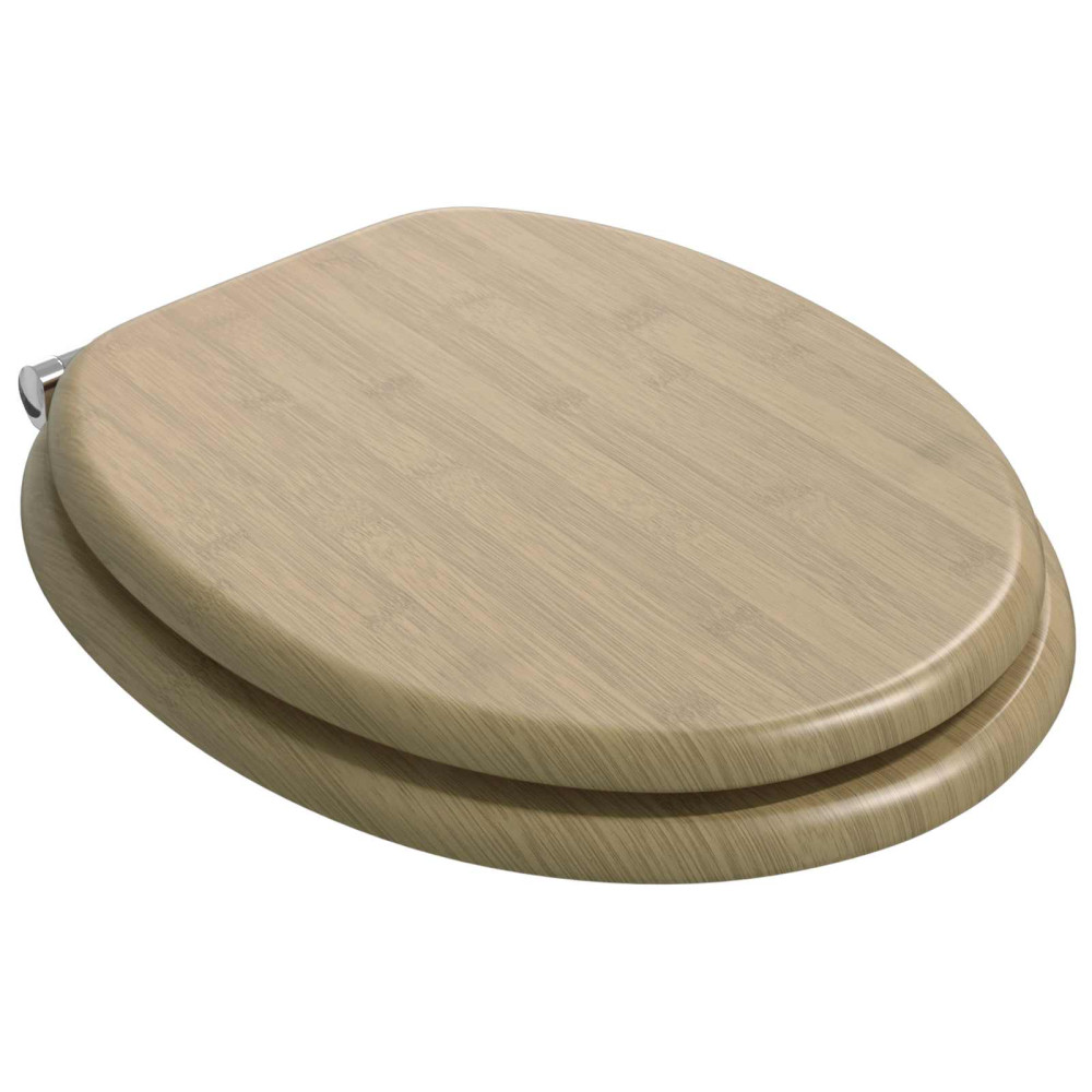 Produktbild för Mjukt stängande toalettlock 2 pcs Ljus Bambufärg 44 x 38 cm