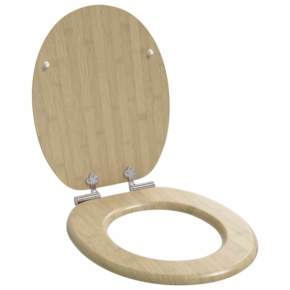 Produktbild för Mjukt stängande toalettlock 2 pcs Ljus Bambufärg 44 x 38 cm