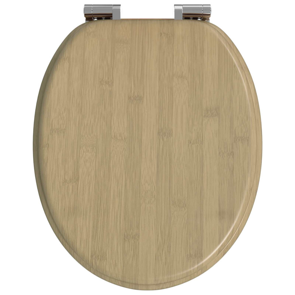 Produktbild för Mjukt stängande toalettlock 2 pcs Ljus Bambufärg 44 x 38 cm