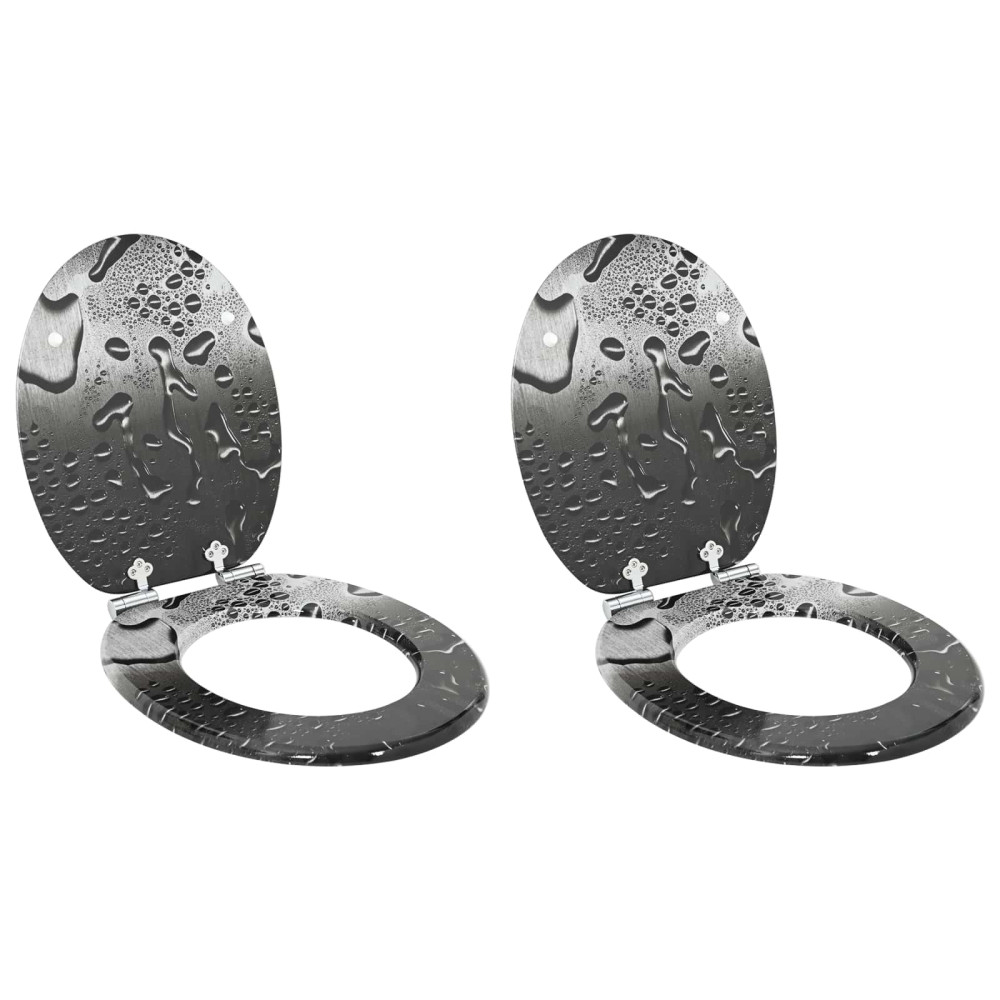 Produktbild för Mjukt stängande toalettlock 2 pcs Grå 44 x 38 cm MDF-board