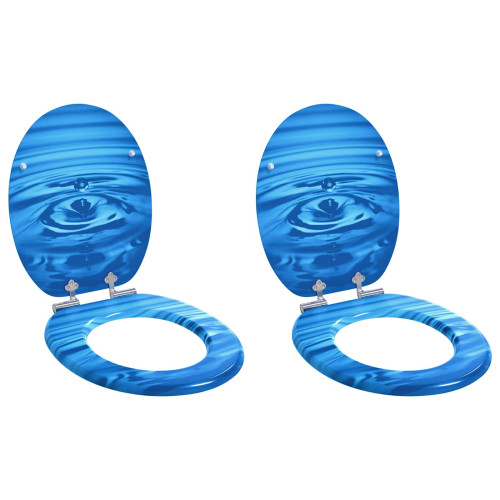 vidaXL Mjukt stängande toalettlock 2 pcs Blå Droppe 44 x 38 cm