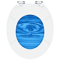 Produktbild för Mjukt stängande toalettlock 2 pcs Blå Droppe 44 x 38 cm