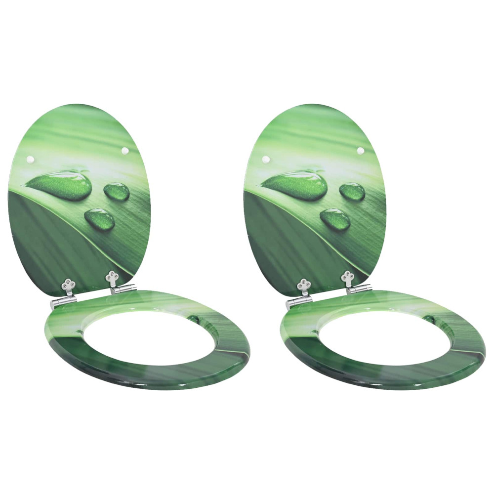 Produktbild för Mjukt stängande toalettlock 2 pcs Grön Droppe 44 x 38 cm
