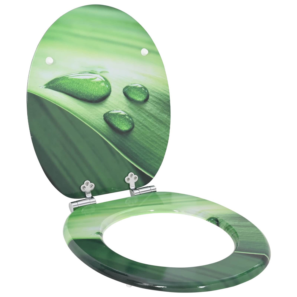 Produktbild för Mjukt stängande toalettlock 2 pcs Grön Droppe 44 x 38 cm