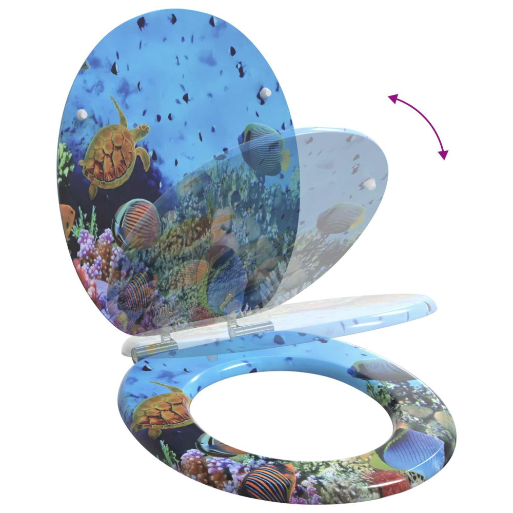 Produktbild för Mjukt stängande toalettlock 2 pcs Djupt Hav Blå 44 x 38 cm