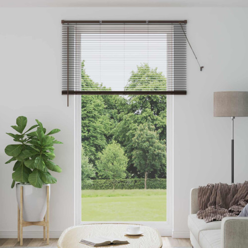 vidaXL Persienn Mörkbrun med Mönster 213 x 150 cm 25 mm PVC