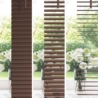 Produktbild för Persienn Mörkbrun med Mönster 213 x 150 cm 25 mm PVC