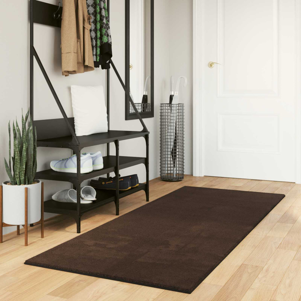 Produktbild för Mellanhög mjuk och tvättbar matta HUARTE Brun 200 x 80 cm