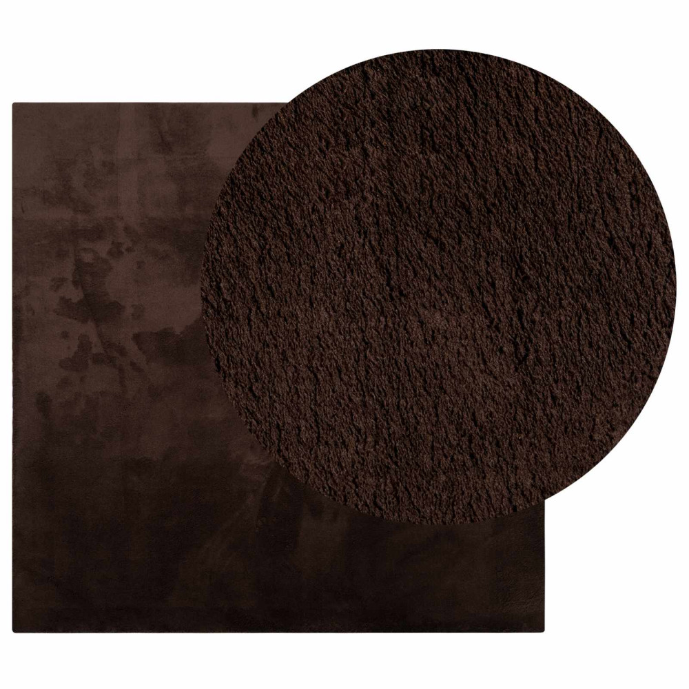 Produktbild för Mellanhög mjuk och tvättbar matta HUARTE Brun 160 x 160 cm