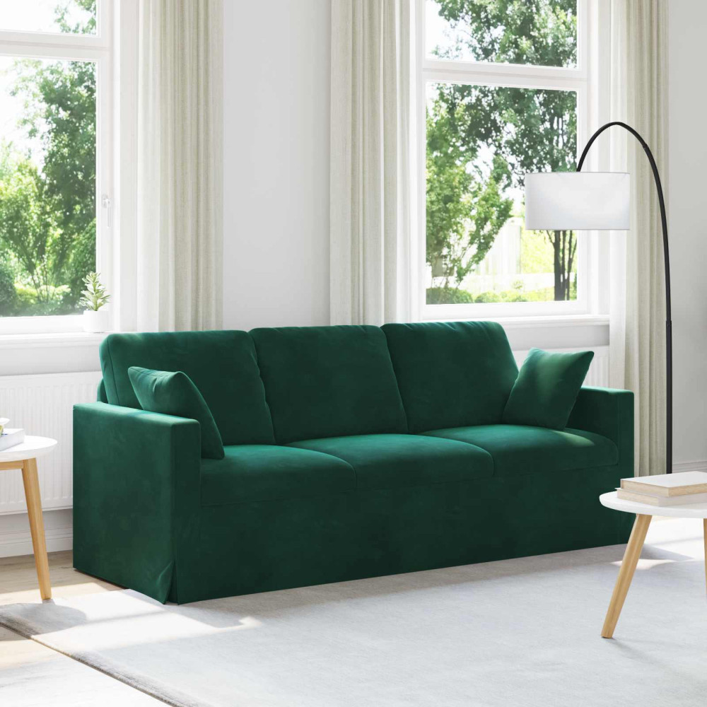 Produktbild för Soffa Mörkgrön 198 x 78 x 80 cm Sammet