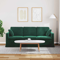 Produktbild för Soffa Mörkgrön 198 x 78 x 80 cm Sammet