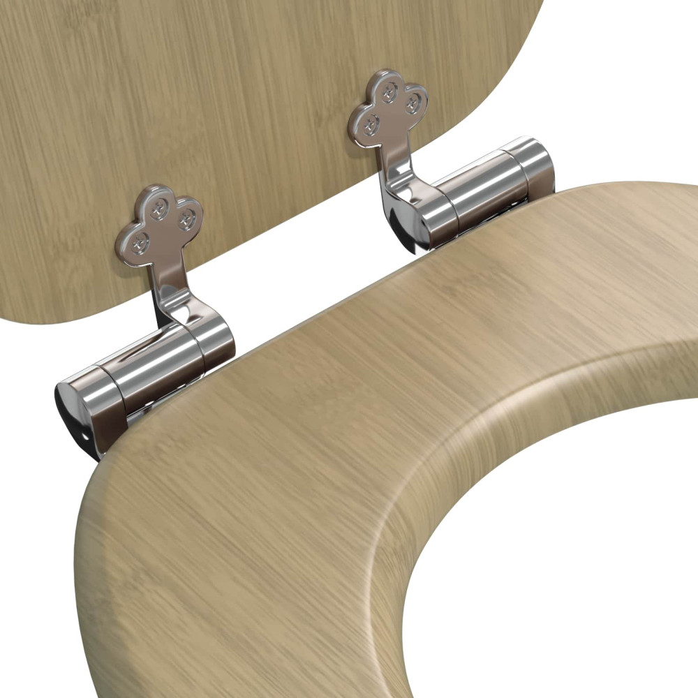 Produktbild för Mjukt stängande toalettlock Ljus Bambufärg 44 x 38 cm MDF-board