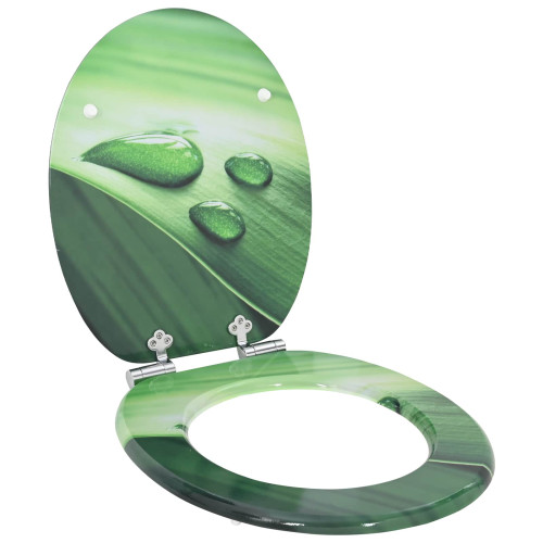 vidaXL Mjukt stängande toalettlock Grön Droppe 44 x 38 cm MDF-board