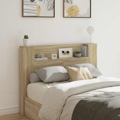 vidaXL Huvudgavelsskåp med LED med hylla Sonoma 140 x 16,5 x 103,5 cm