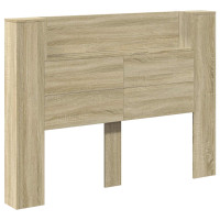 Produktbild för Huvudgavelsskåp med LED med hylla Sonoma 140 x 16,5 x 103,5 cm