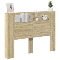 Produktbild för Huvudgavelsskåp med LED med hylla Sonoma 140 x 16,5 x 103,5 cm