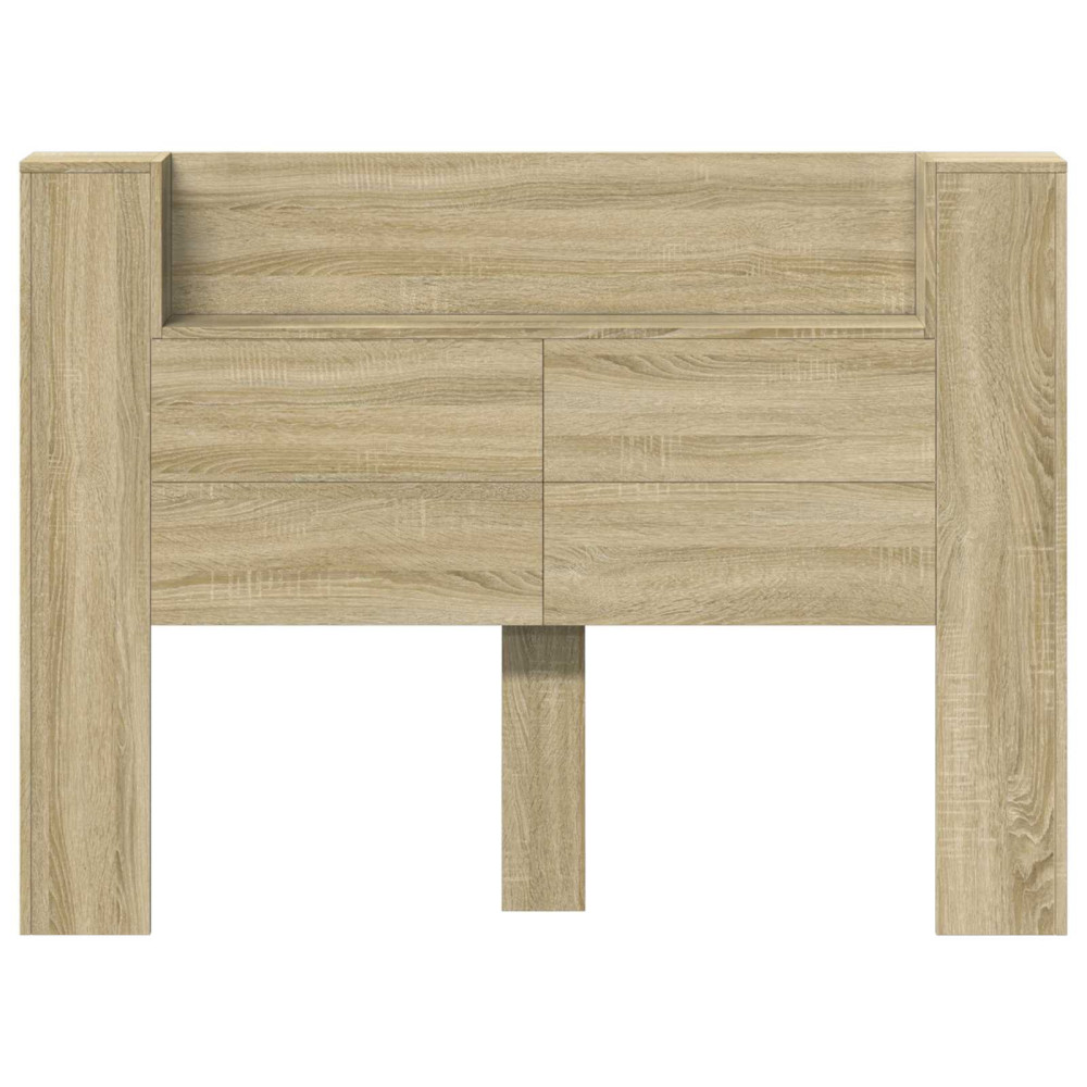 Produktbild för Huvudgavelsskåp med LED med hylla Sonoma 140 x 16,5 x 103,5 cm
