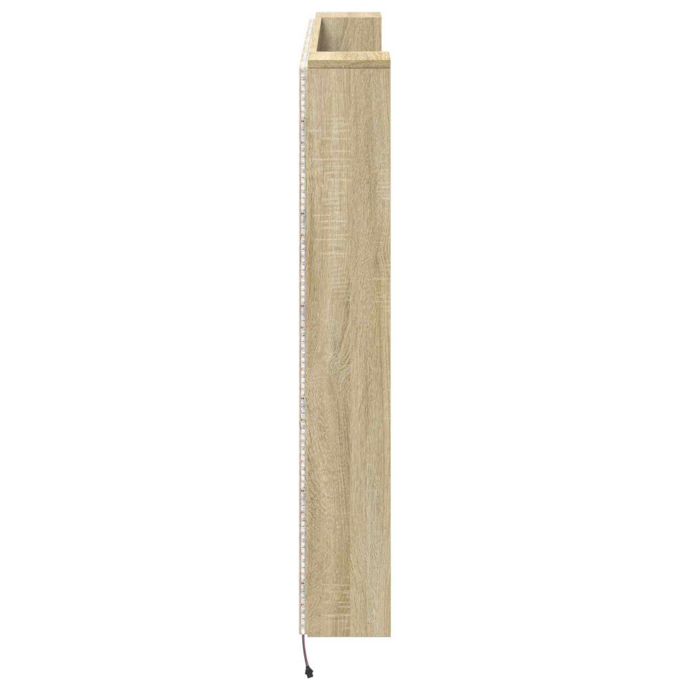 Produktbild för Huvudgavelsskåp med LED med hylla Sonoma 140 x 16,5 x 103,5 cm