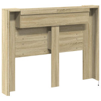 Produktbild för Huvudgavelsskåp med LED med hylla Sonoma 140 x 16,5 x 103,5 cm
