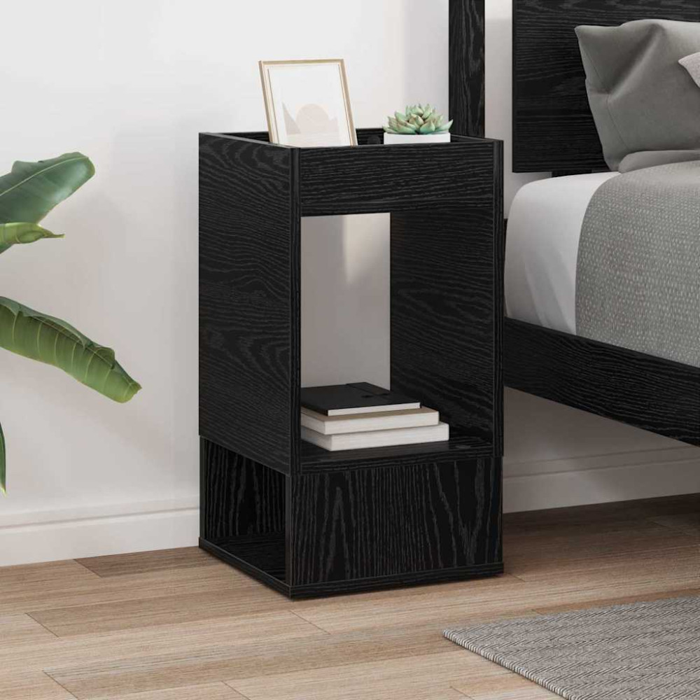 Produktbild för Sidobord Svart Ek 30 x 30 x 56 cm Konstruerat trä