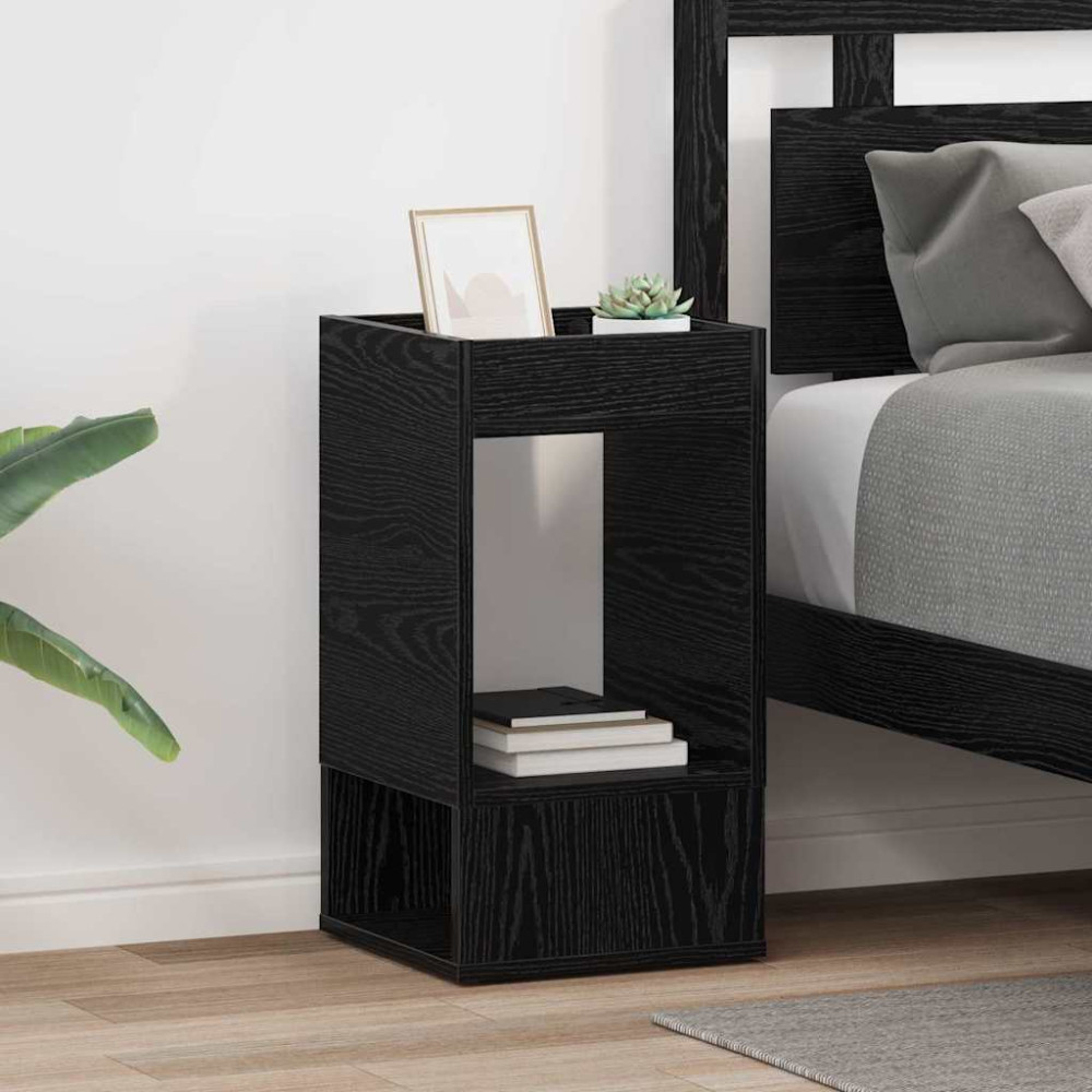 Produktbild för Sidobord 2 pcs Svart Ek 30 x 30 x 56 cm Konstruerat trä