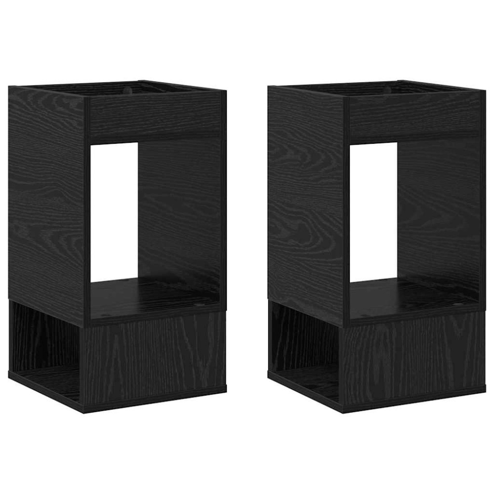 Produktbild för Sidobord 2 pcs Svart Ek 30 x 30 x 56 cm Konstruerat trä