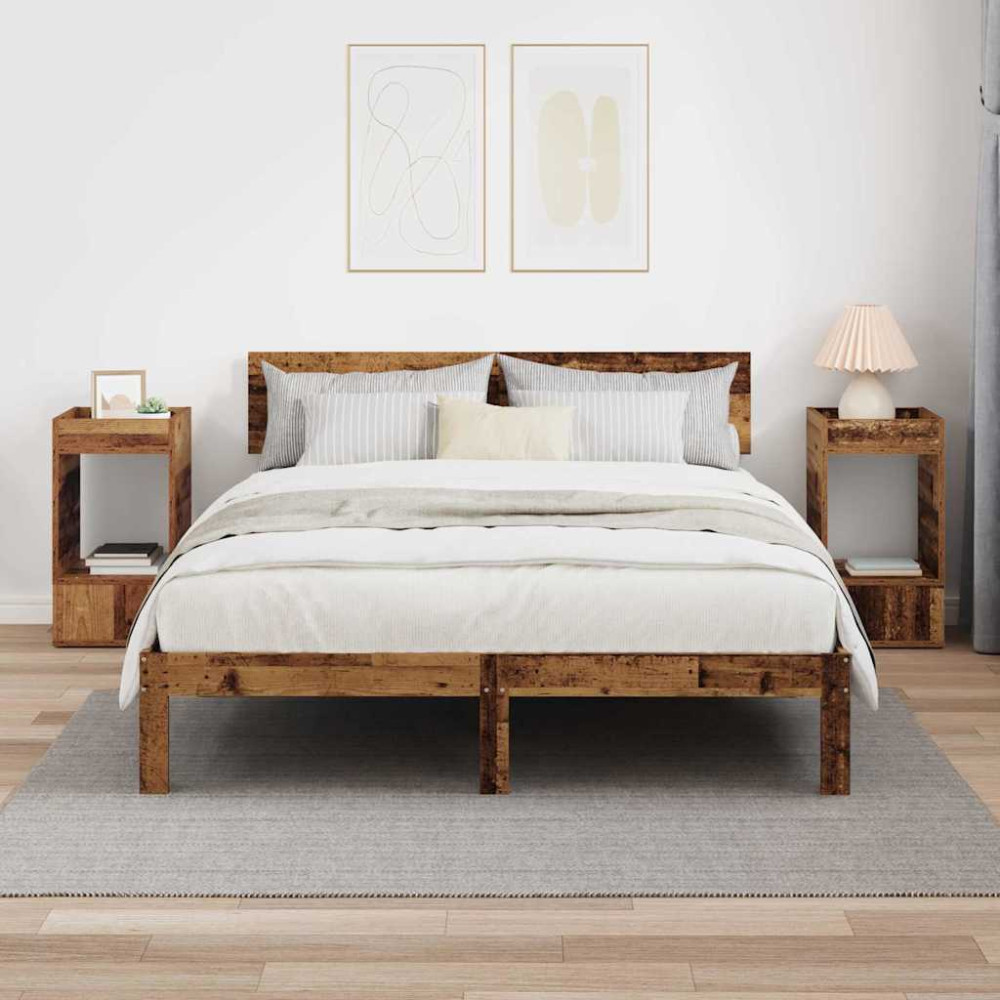 Produktbild för Sidobord 2 pcs Gammalt trä 30 x 30 x 56 cm Konstruerat trä