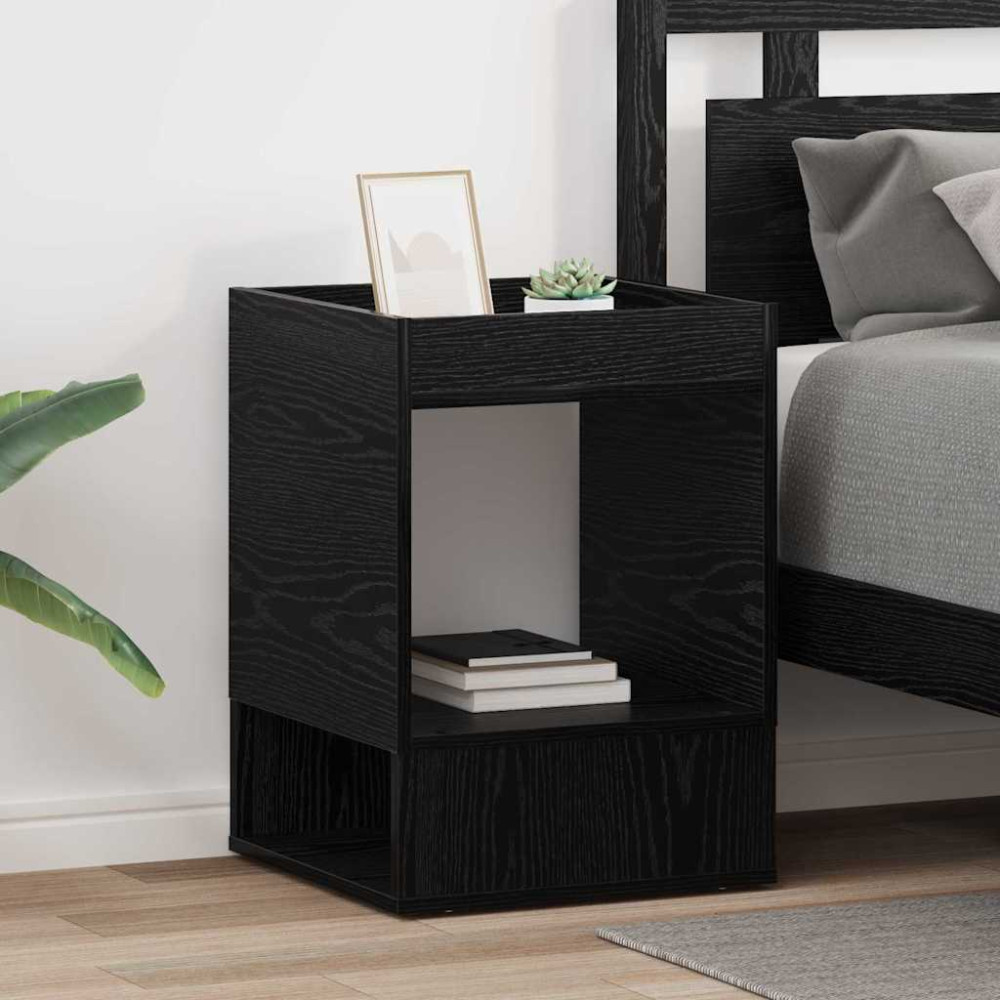 Produktbild för Sidobord 2 pcs Svart Ek 40 x 40 x 56 cm Konstruerat trä