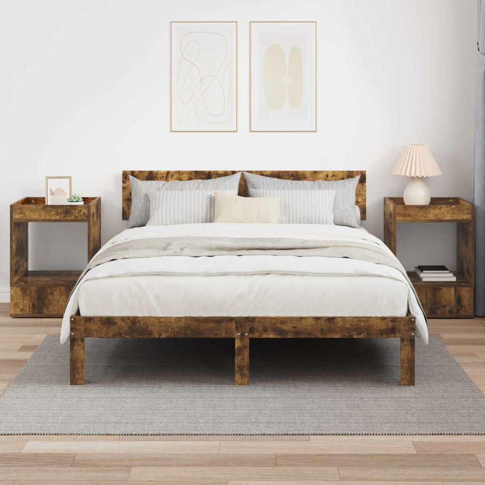 Produktbild för Sidobord 2 pcs Rökt ek 40 x 40 x 56 cm Konstruerat trä