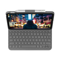 Produktbild för Logitech Slim Folio - tangentbord och foliefodral - QWERTY - brittisk - oxford-grå Inmatningsenhet