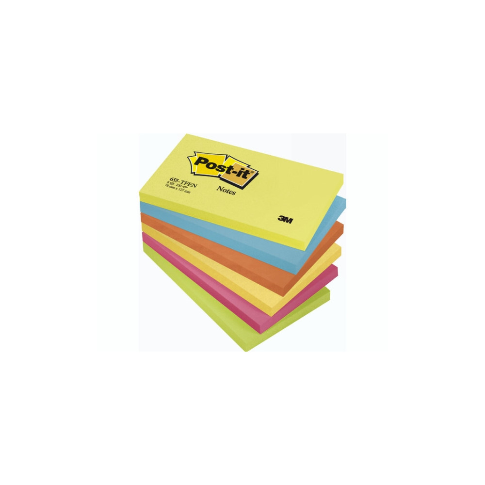 Produktbild för Post-it 655-TFEN - anteckningar - 127 x 76 mm - 600 ark (6 x 100)