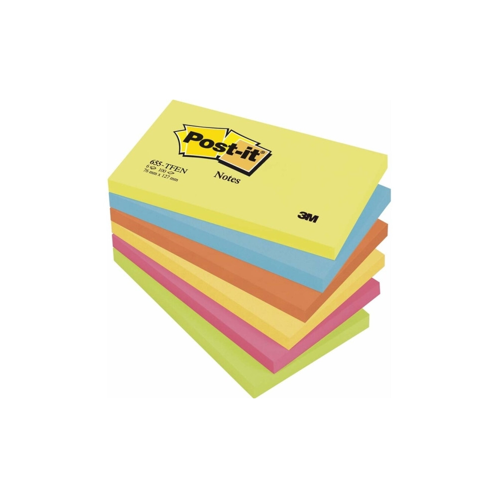 Produktbild för Post-it 655-TFEN - anteckningar - 127 x 76 mm - 600 ark (6 x 100)